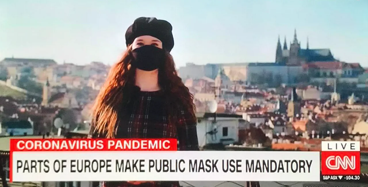 Screengrab of the Czech #Masks4All video on CNN via Twitter / Karel Havlíček