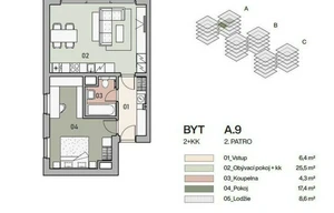 Apartment for sale, 2+kk - 1 bedroom, 58m<sup>2</sup>