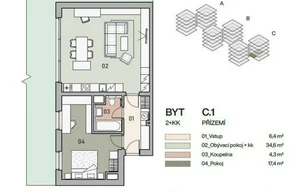 Apartment for sale, 2+kk - 1 bedroom, 68m<sup>2</sup>