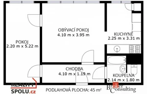 Apartment for sale, 2+1 - 1 bedroom, 45m<sup>2</sup>