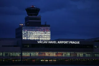 Václav Havel Airport Prague at night. Photo: Prg.aero
