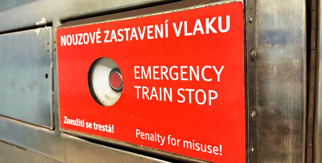 Emergency stop button on Prague's metro. Photo: dpp.cz