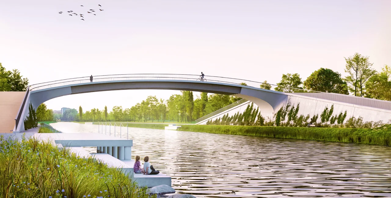 A new, modern bridge will link two parts of Prague 7 by Holešovice