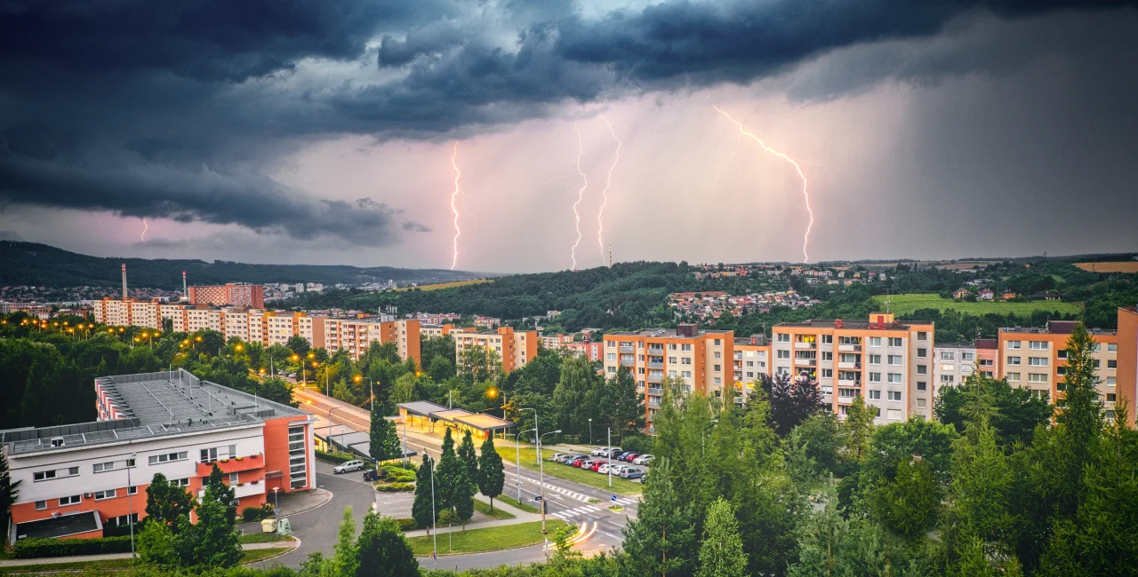 Storm clouds and lightning over Zlín. Photo: Shutterstock / Jakub Barcuch