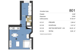 Apartment for rent, 2+kk - 1 bedroom, 39m<sup>2</sup>